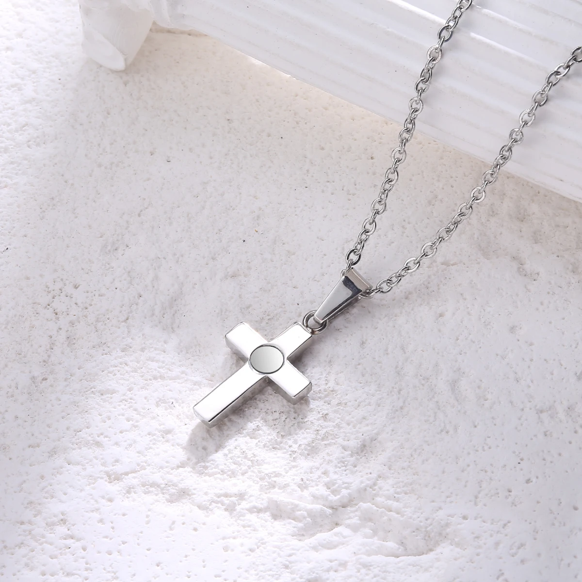 Cross Necklace Faith Pendant Dainty Chain Minimalist Simple Tiny God Lords Prayer Religious Jewelry Gift