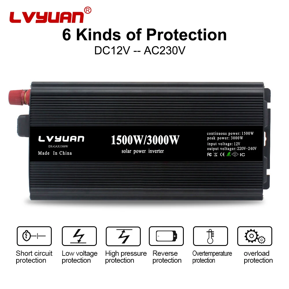 Convertitore di potenza 1500W 3000W DC 12V 24volt a AC 110V 220V Convertitore per auto portatile da CC a CA per auto a casa