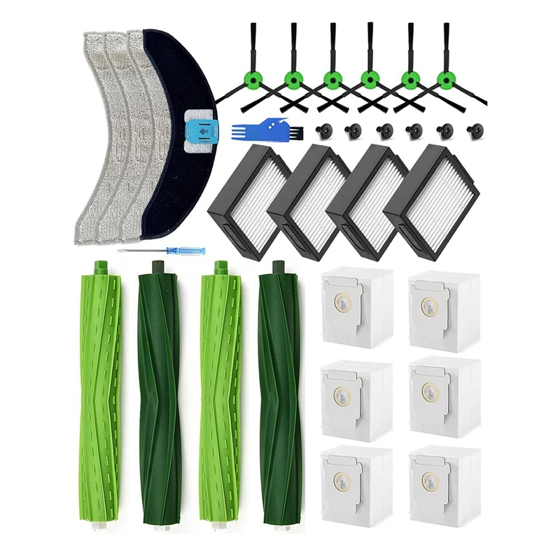 For Irobot Roomba Combo J7+/J7 Plus Robot Vacuum Cleaner Rubber Brushes+ Mopping Pads+ HEPA Filters Parts Accessories 1Set