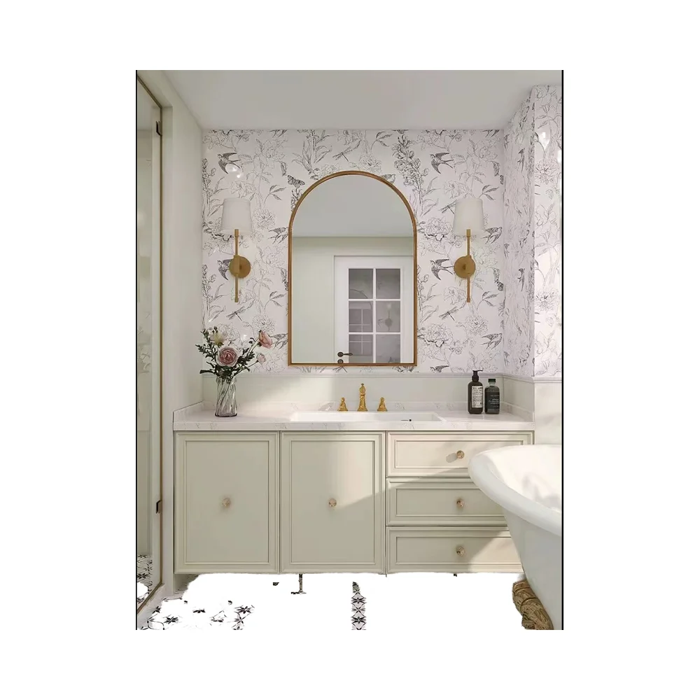 

Mirrored Cabinet,Solid Wood Retro Mirror Bathroom Cabinet Customizable Size Washbasin For Home Apartment Or Hotel