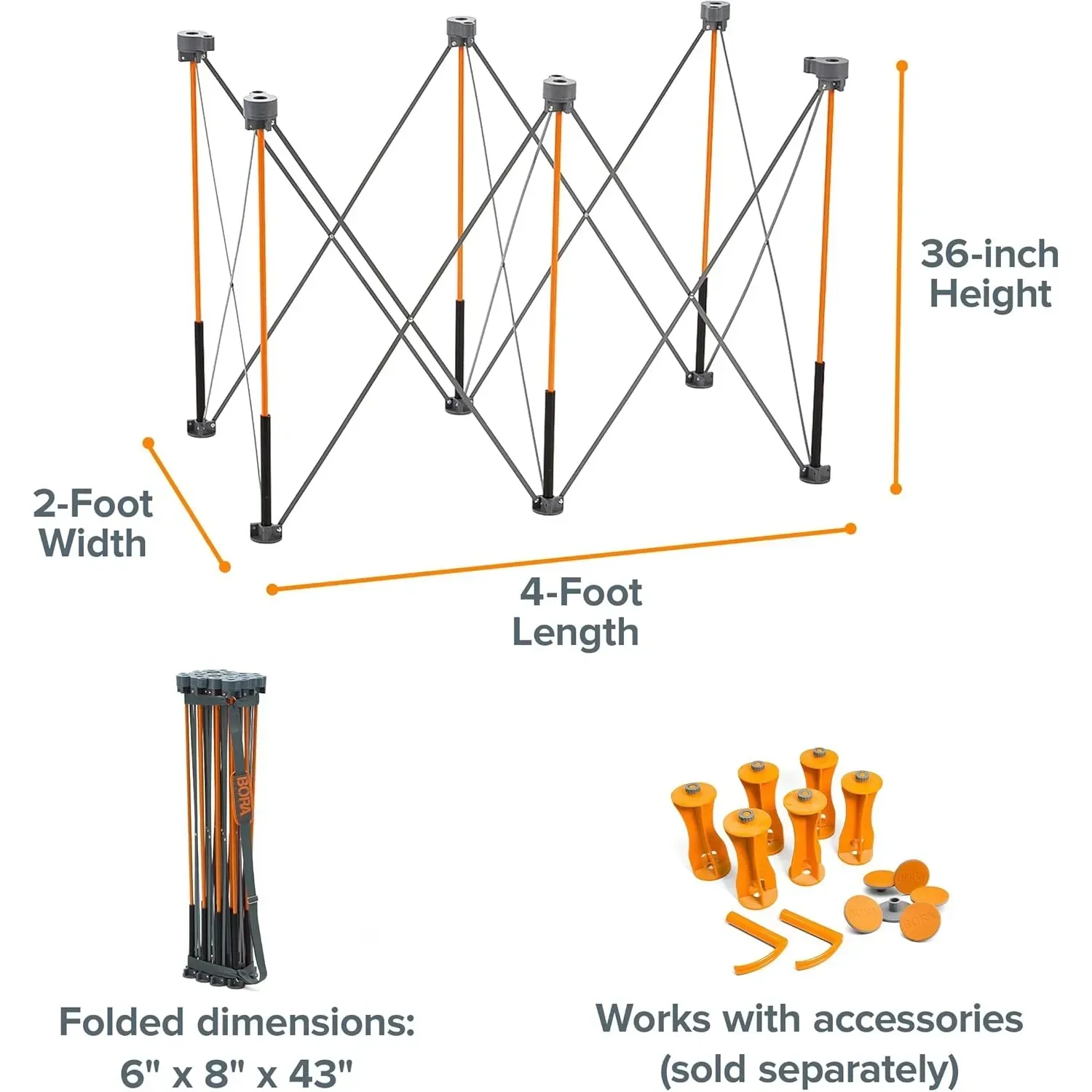 Centipede CT6 36 inch Tall Portable Folding Workstand with Carry Strap, Collapsible Workbench, Construction table, Support