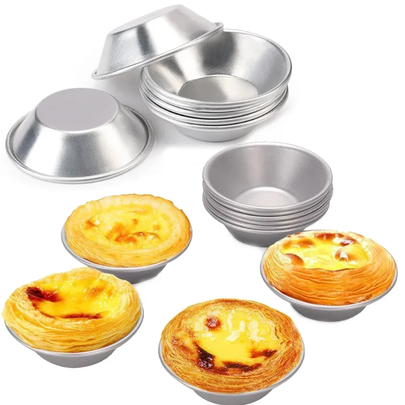 

10pcs Kitchen Baking Mold Aluminum Alloy Egg Tart Cup Cupcake Cakes Mould For Pastry Cakes Dessert Mini Cupcake Baking Pan