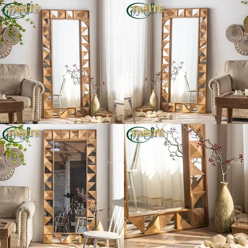 For Wabi Sabi Prism Creative Floor Mirror American Retro Full Body Mirror for Clothing Store Fitting Room Bedroom Home Decor