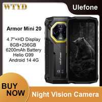 Ulefone Armor Mini 20 Rugged Phone Night Vision 8GB+256GB 4.7'' Android 14 Helio G99 6200mAh 33W 50MP 4G NFC Smartphone