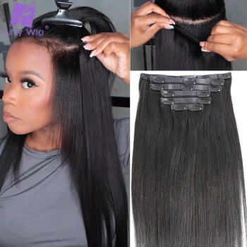 คลิปต่อผมผมต่อมนุษย์แบบคลิปหนีบตรงไร้รอยต่อที่มองไม่เห็นผม100% แบบเรมี่สำหรับผู้หญิง100ก. 120ก.