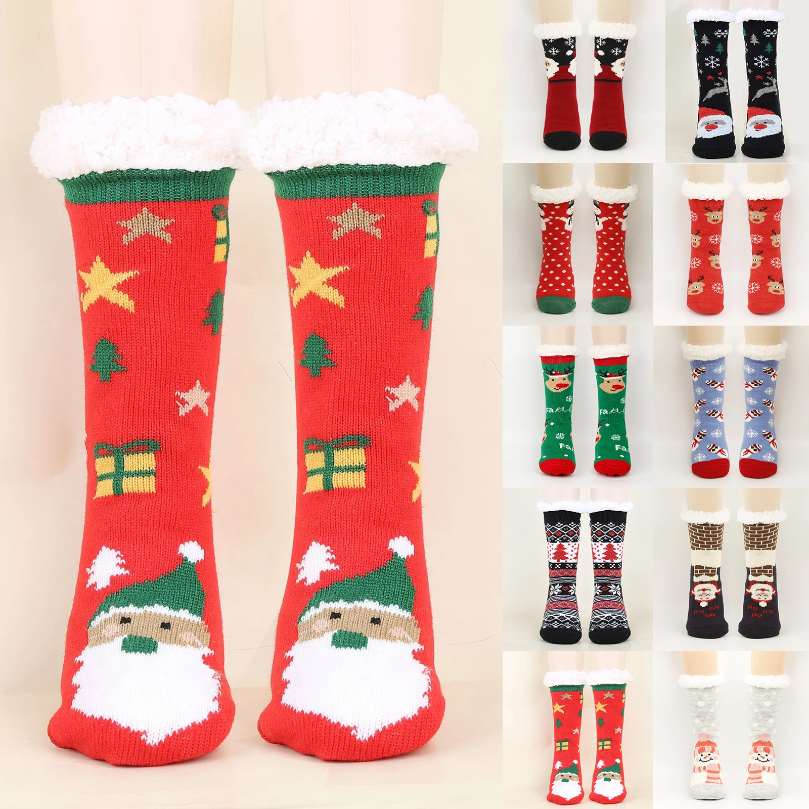 

Women'S Christmas Socks Floor Socks Snow Boots Thickened Fleece Home Sleep Socks Carpet Sock Covers Calcetines Mujer