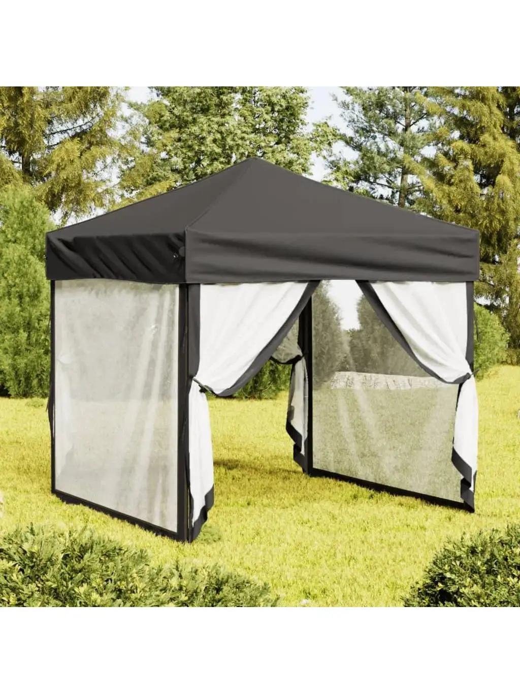 Vidaxl Anthracite Folding Party Tent With Sidewalls 2X2 M Outdoor Products Sunshade And Rainproof Outdoor