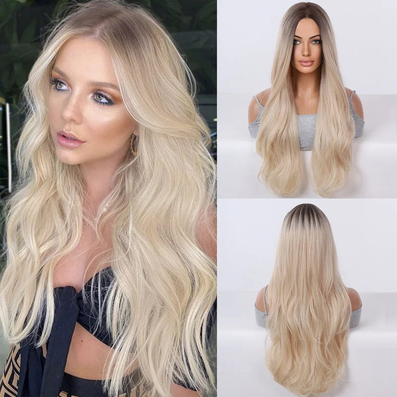 

Fashionable new product: long curly dyed wavy women's daily full-head gradient wig