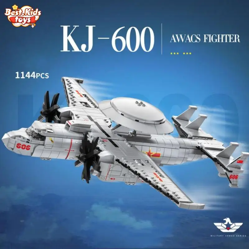 

Kids KJ600 Military Aircraft Building Block Fighter Air Protection Plane Early Warning WW2 Model Bricks Weapon Toys For Boy Gift