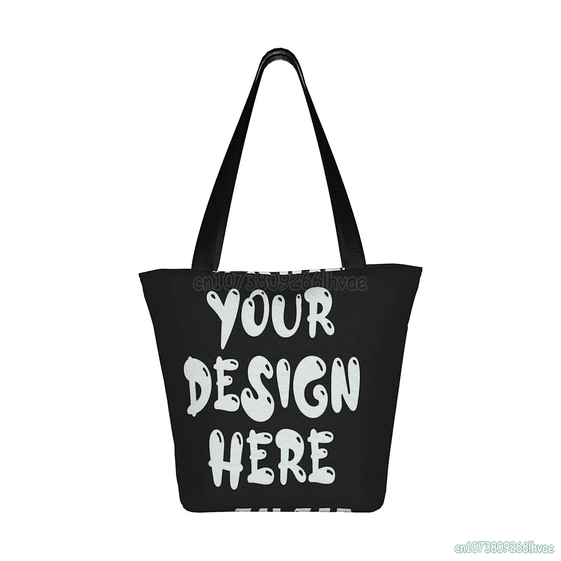 Custom Your Design Text Photo Shoulder Bag Women Casual Handbags Reusable Shopping Bags Large Tote Bag for Travel Work