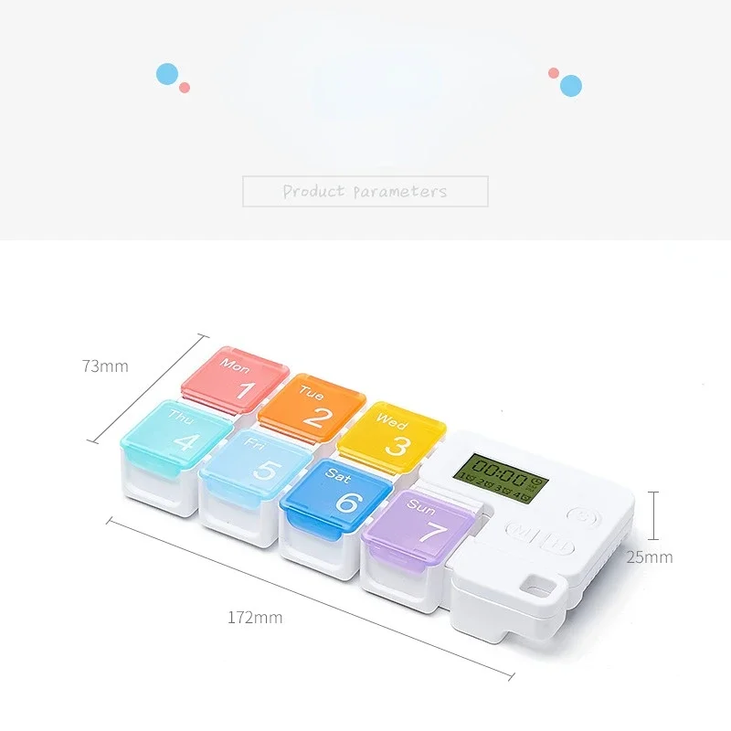 Square Grid Smart Electronic Alarm Clock Pill Box Pill Case Waterproof Travel Portable 7days Pill Box Health Care
