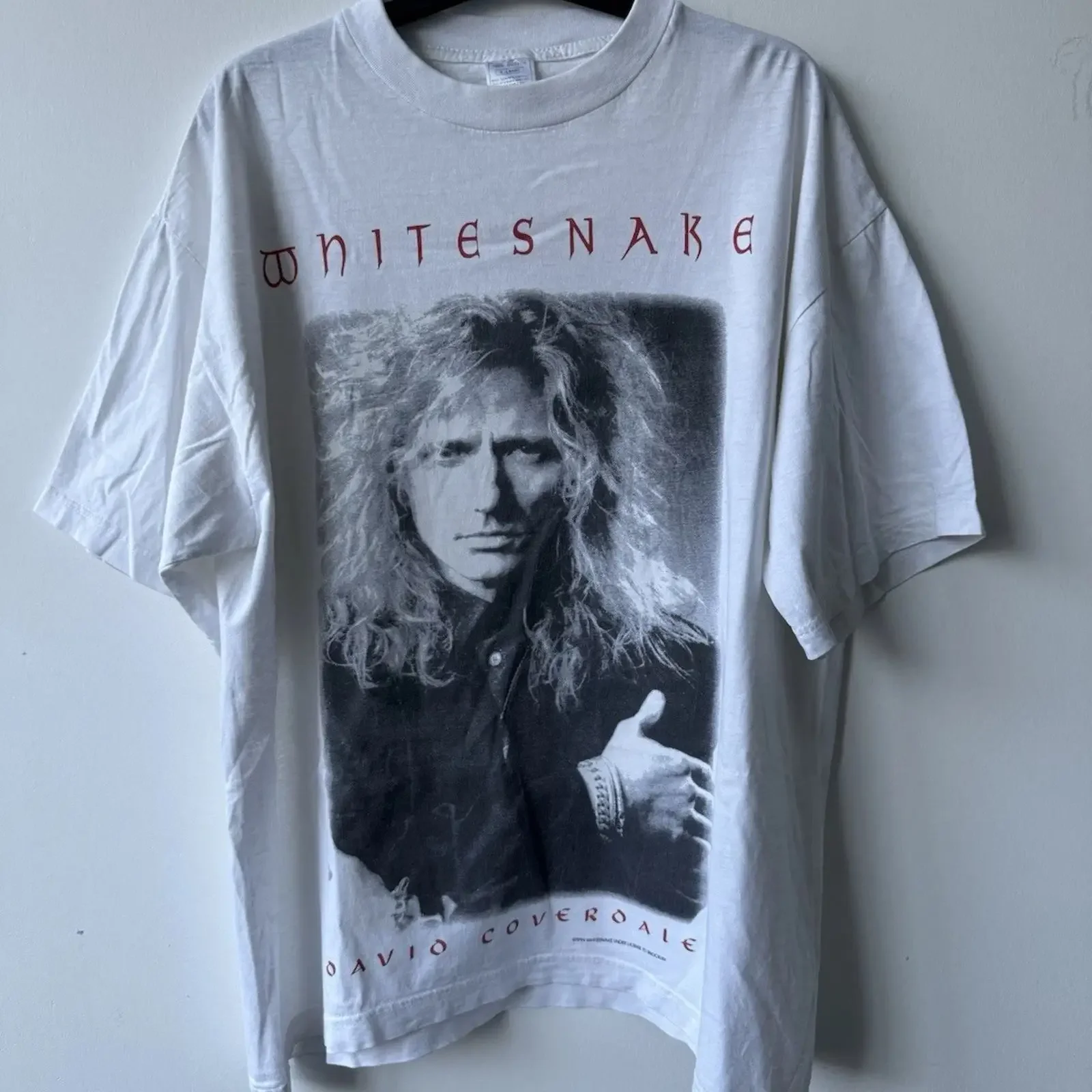 Camiseta vintage de concierto de Whitesnake, David Coverdale World Tour 1994, para hombre, talla XL, estilo vintage, cómoda y versátil