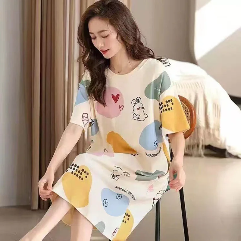 Summer New Women\'s Pajamas Girls Dresses Thin Section Of Home Wear Princess Dress Pajamas Sweet And Lovely Students Home Wear Su