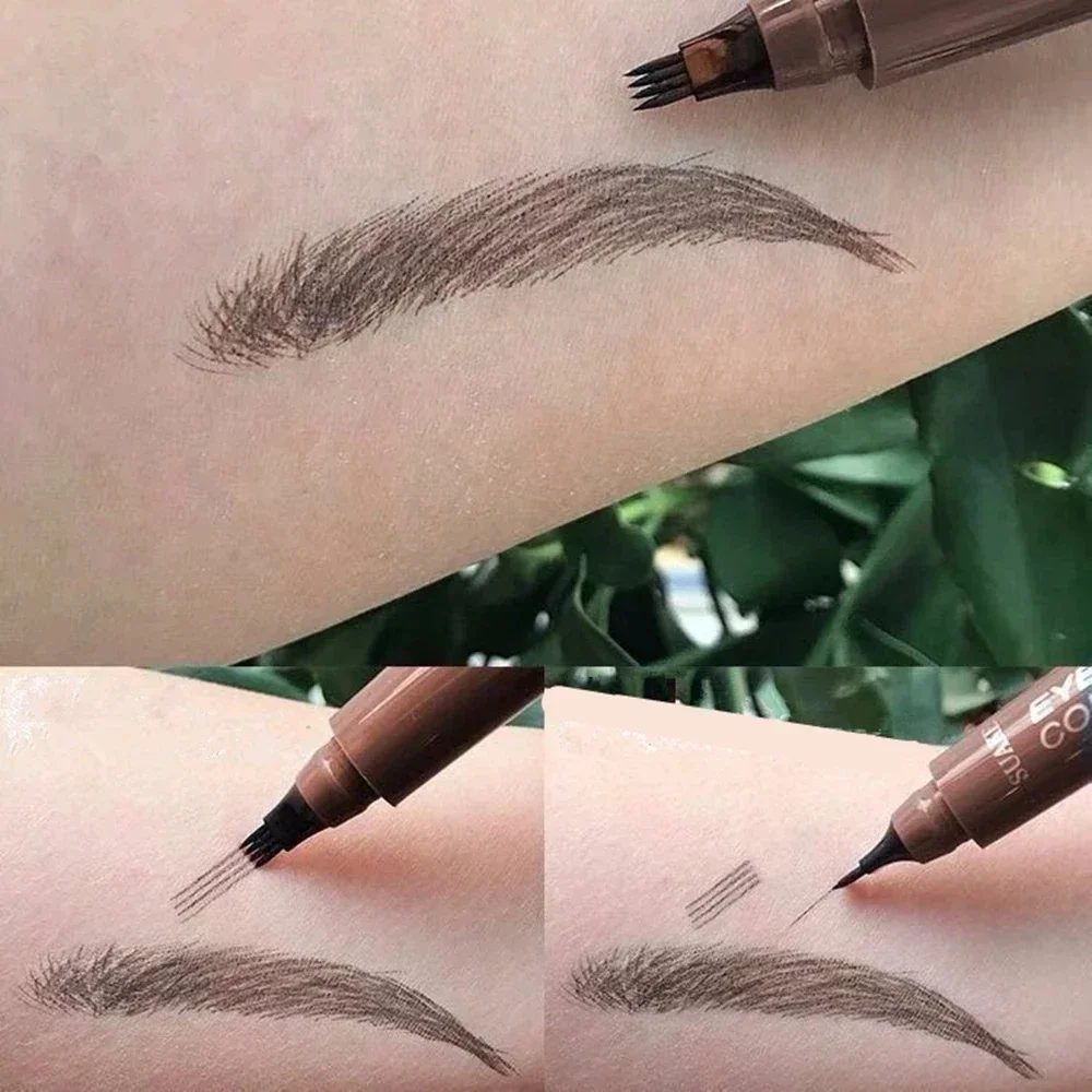 ดินสอเขียนคิ้ว 4 จุด Maquillajes Para Mujer กันน้ํา Liquid Eyebrow ปากกาแต่งหน้าเครื่องสําอางติดทนนาน Microblade Brow Pencil