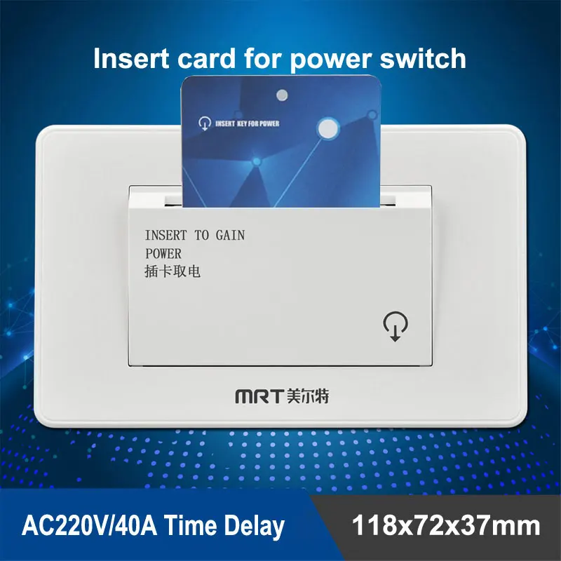 10pcs Insert Any Card For Power Energy Saving Switch Panel Size: 118x72x37mm  High-Power 220V 8000W 40A 15s Time Delay