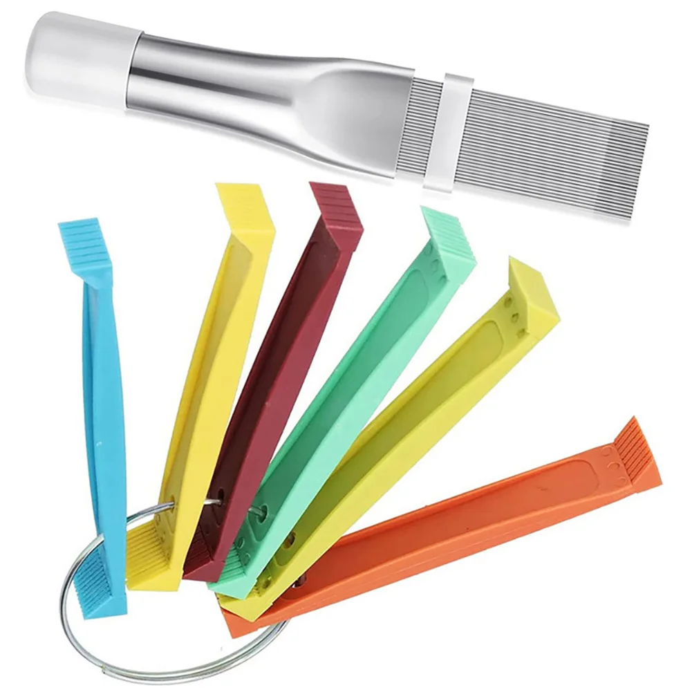 

5pcs Condenser Fin Stainless Steel Air Refrigerator Fin Cleaner Portable Refrigerator Coil Cleaning Brush Metal Universal