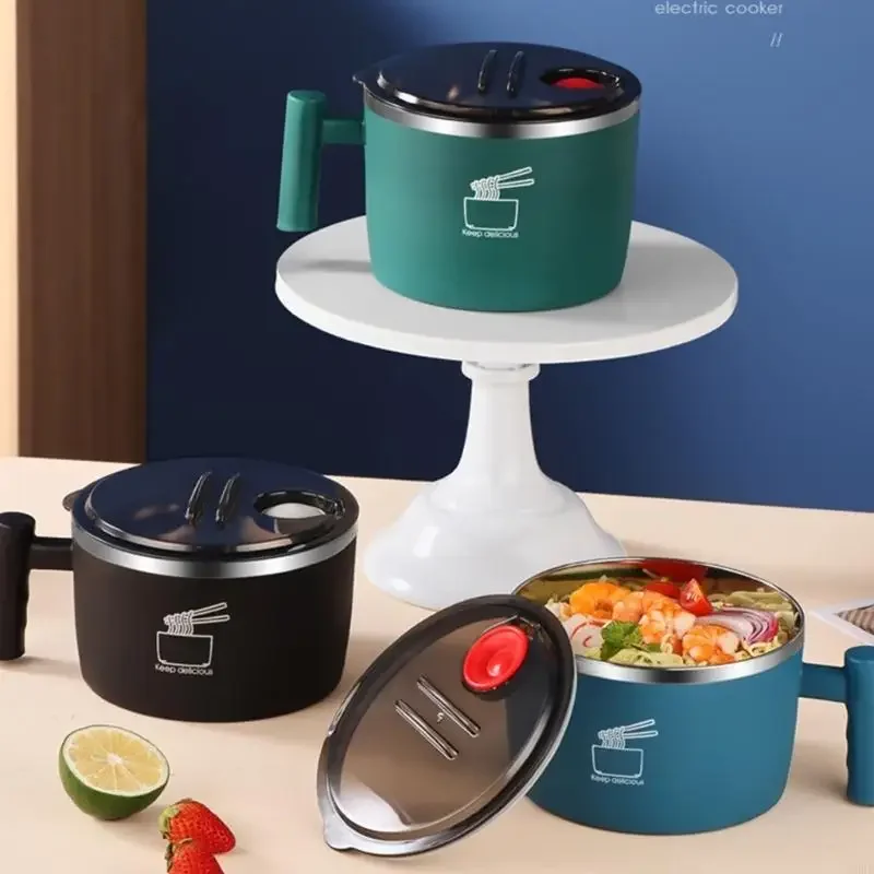 

Портативная изолированная лапша миска с герметичным крышкой из нержавеющей стали строительный обеденный обеденный контейнер