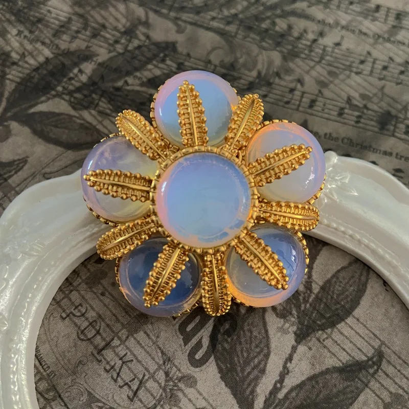 SHMIK Women Men Vintage Baroque Heavy Industry Floral Rhinestone Badges Brooch Retro Palace Style Classic Flower Pin Jewelry