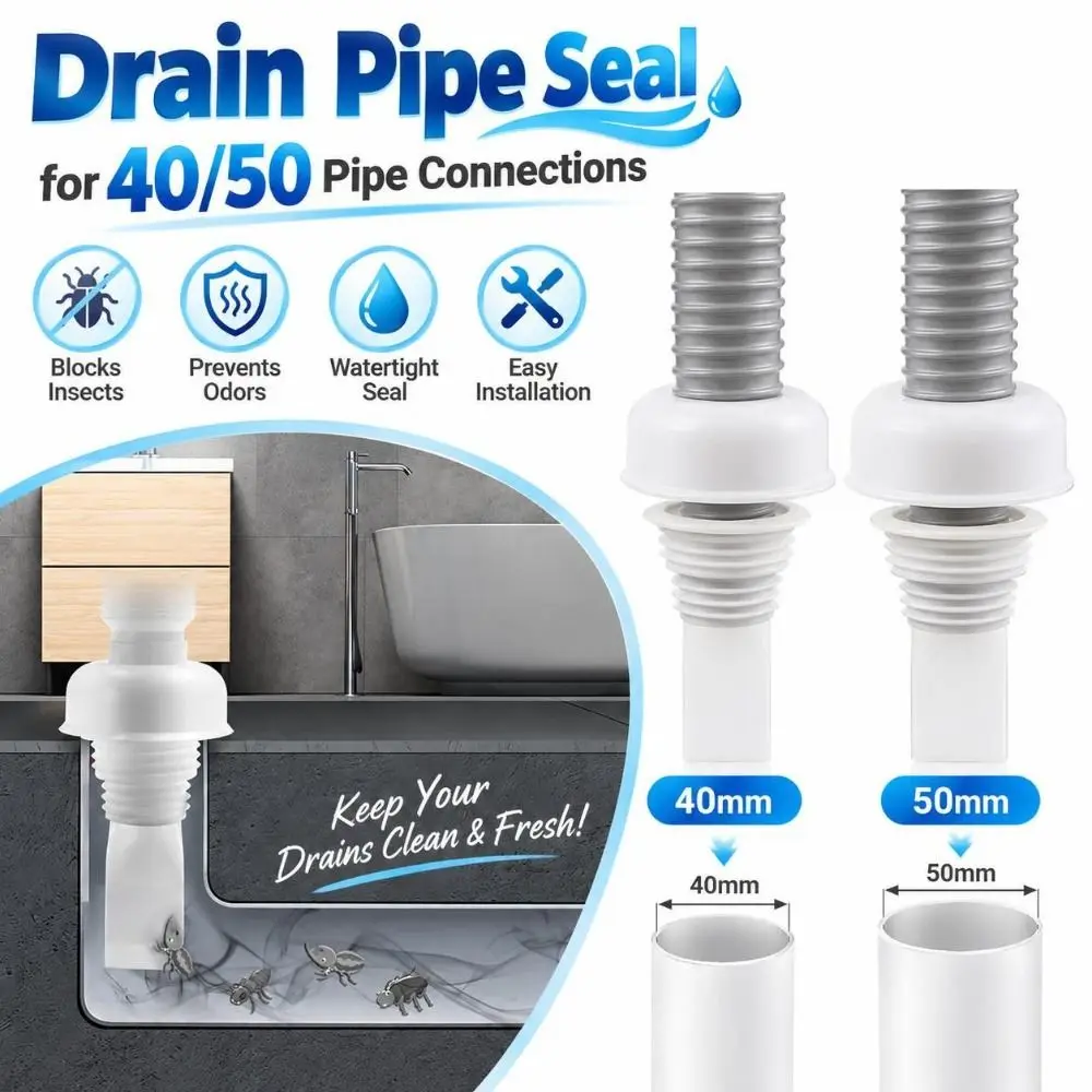 Three Piece Set Drain Pipe Seal Plastic Odor Resistant Floor Drain Seal Threaded Seal Core Pipe Sealing Plug