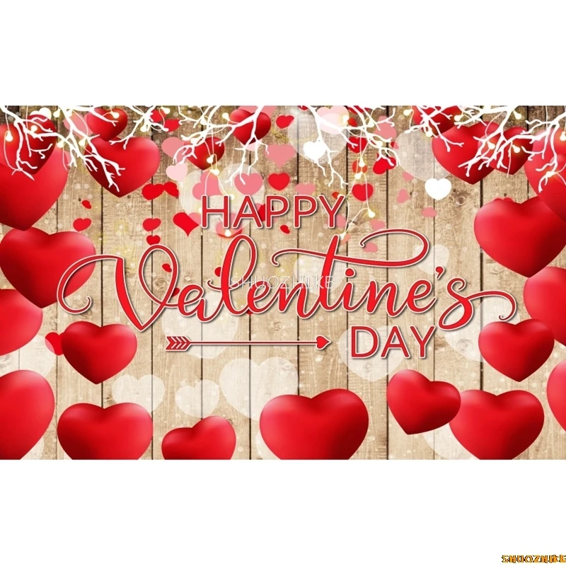 Happy Valentine's Day Theme Photography Background Red Rose Love Heart  Valentines Party Banner Decoration Backdrop Supplies