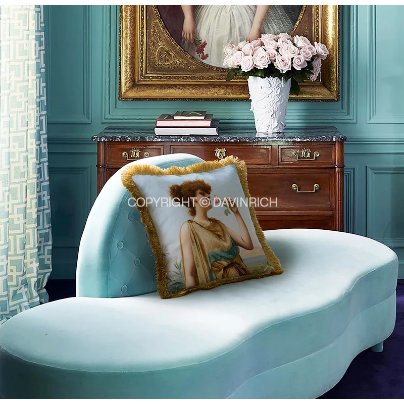 DAVINRICH Ancient Greece Women Decorative Cushion Covers Vintage Retro Pillow Case Luxury Home Decor Living Room Bedroom Office