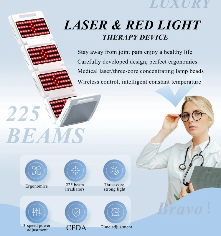 2022 New Multifunctional Neck, Shoulder, Waist and Leg Pain Physiotherapy Apparatus 225 Beams Laser Red Light Therapy Device