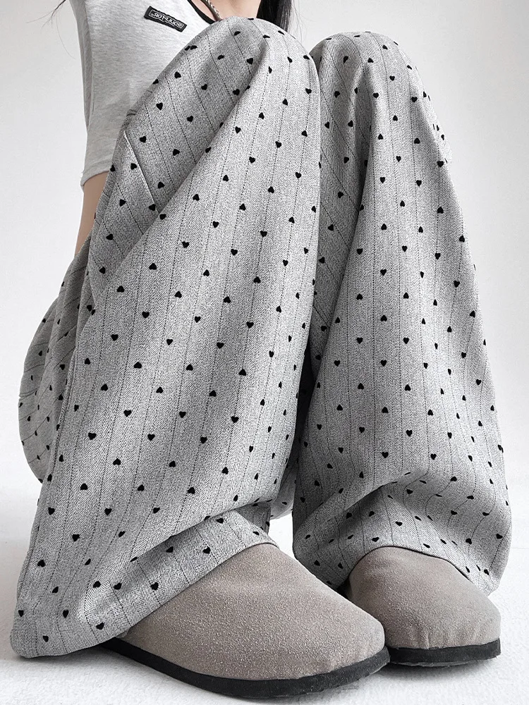 Szerokie spodnie z frędzlami, elastyczna talia, proste nogawki, damskie, jesienne, ocieplane, o prostym kroju, retro, młodzieżowe, do szkoły, do pracy, flanelowe spodnie.