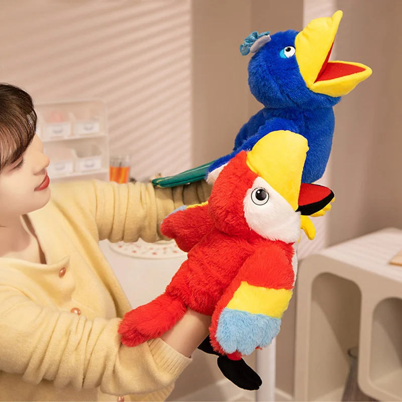 Vogel weich Stofftier Puppe Papagei Eule Adler Flamingo Pfau Cosplay Plüsch Puppe pädagogische Babys pielzeug Kawaii Hand Finger Puppe