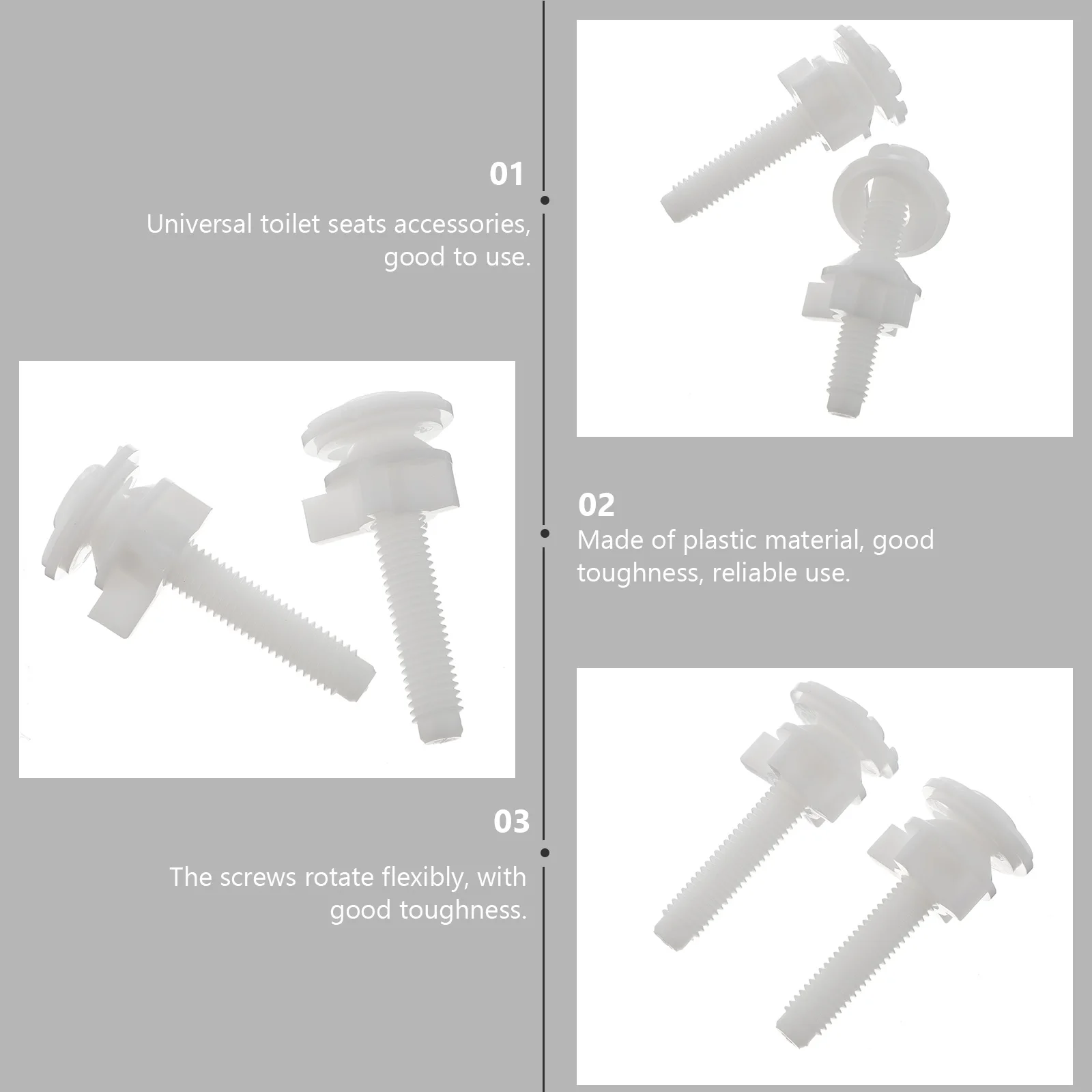 

4 Pcs Toilet Seat Fixing Screws Plastic Replacement Accessories Hinge Bolts Professional Design Bathroom Facilities