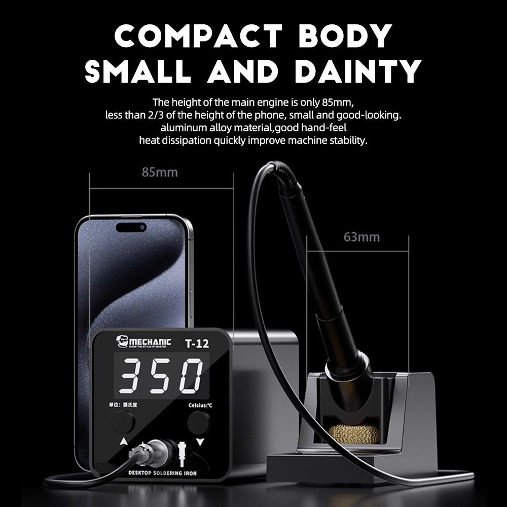 

MECHATIC T12 Fast Heating Soldering Station, Digital LCD Temp Control, All-Metal Body with 5 Presets & Sleep Mode