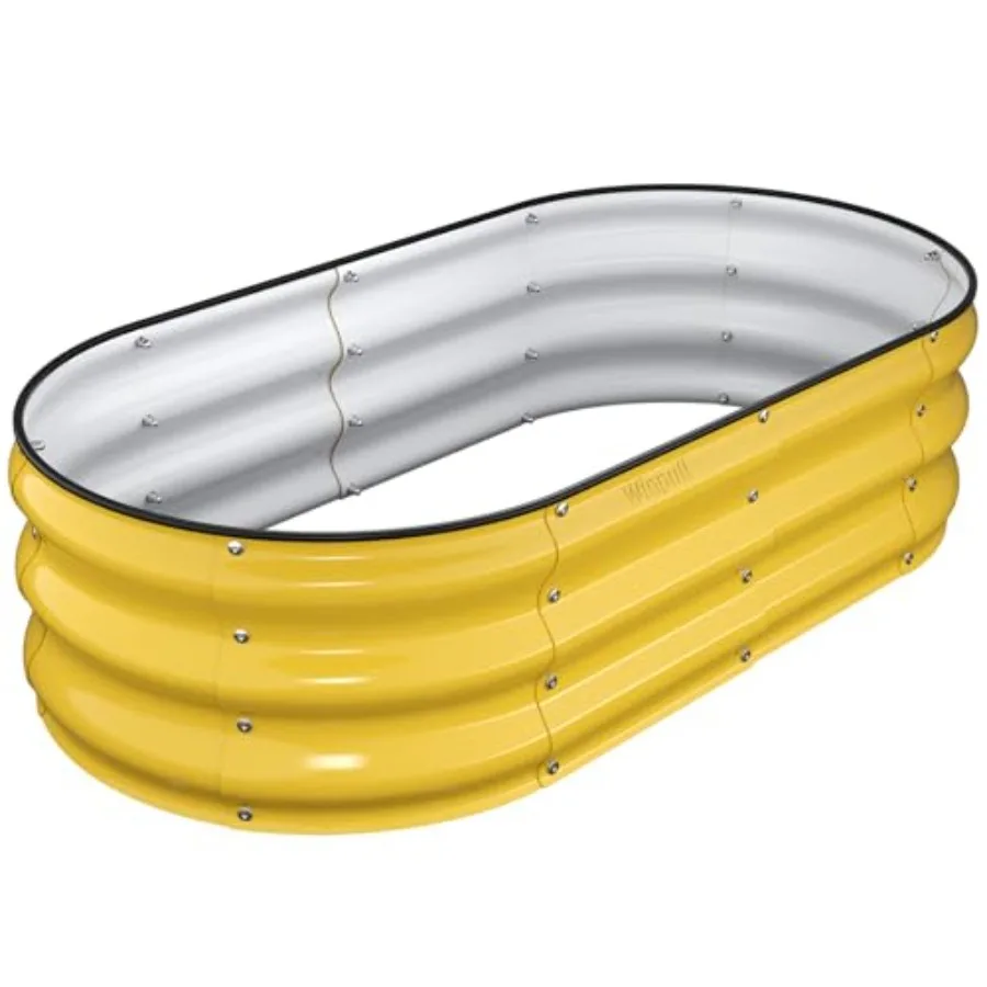 

Грядка-клумба оцинкованная 4x2x1 фута с резиновым защитным бортиком, металлическая грядка для овощей, цветов, трав (модель B)