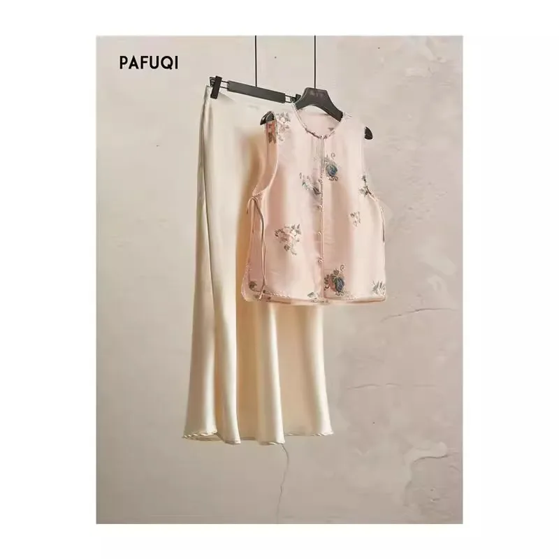 花刺繍ベスト女性ルーズノースリーブ刺繍トップス中国風エスニックヴィンテージ唐ベスト Symmer 新ファッション