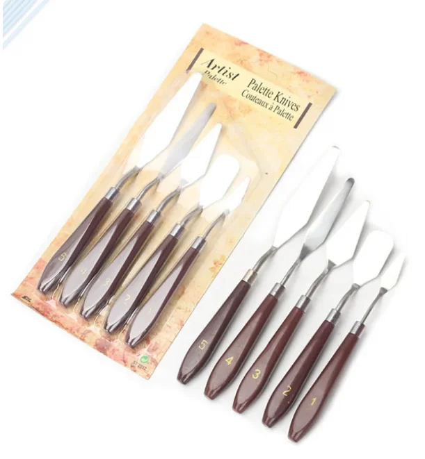 5Pcs/Set Oil Painting Knife New Stainless Steel Color Matching Scraper Gouache Paint Scraper Palette Knife Watercolors