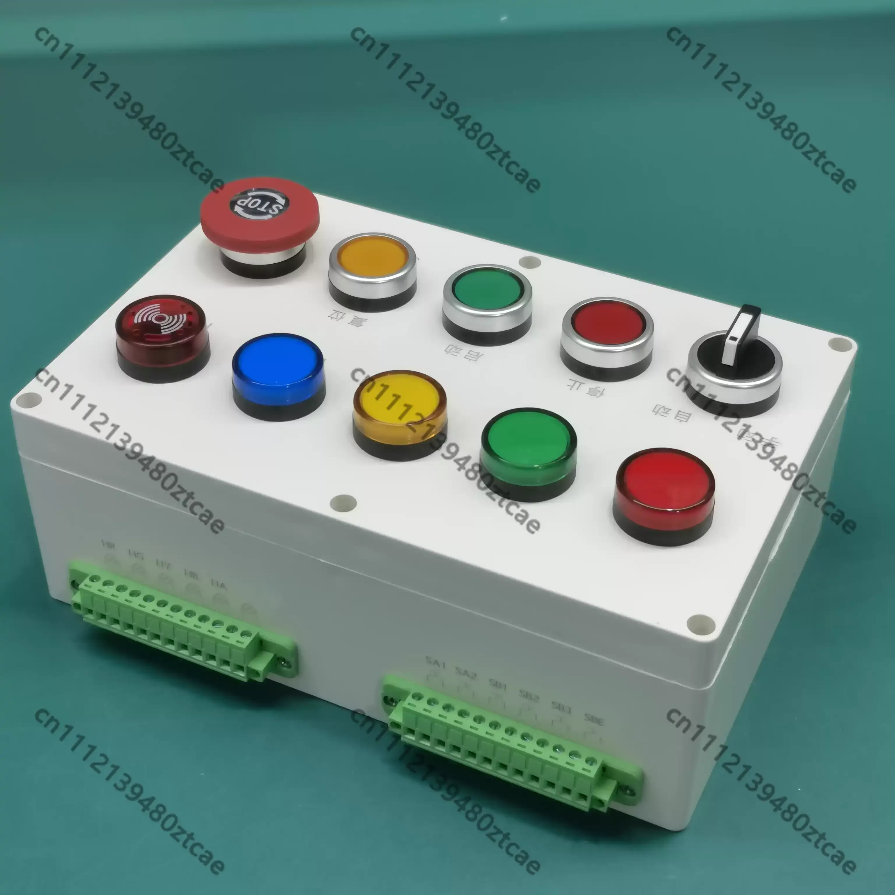 PLC Debug Push Button Box 10 Holes with Terminals, DIY Maker Science Training Case for Automation Control Practice