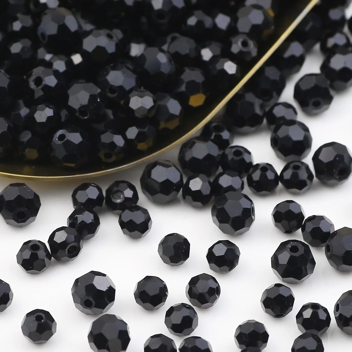 Facettierte runde österreichische Kristallglas schwarze Spacer lose Perlen 3/4/6/8/10 mm für Schmuckherstellung DIY Armband Halsketten Zubehör