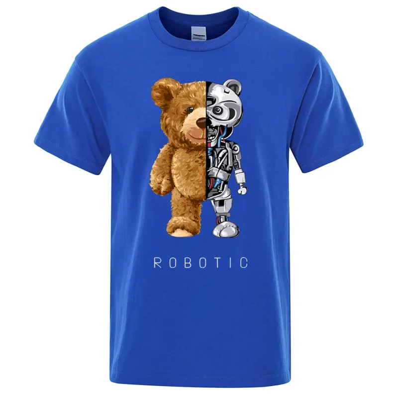 Short-sleeve teddy bear for men, funny, casual, oversized, street clothing, summer