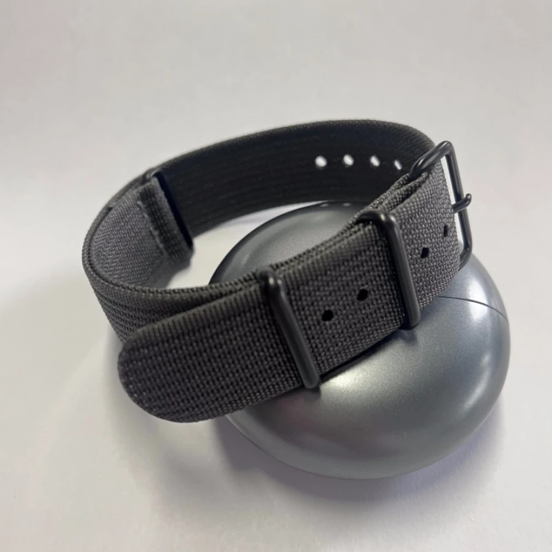 Black Buckle Ribbed Watch Band for Universal Straps