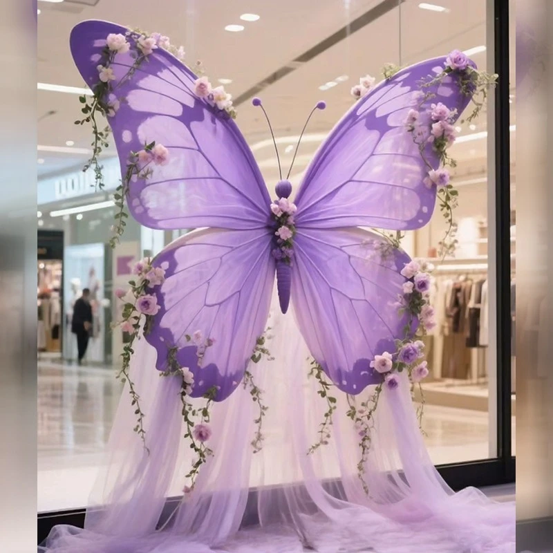 Large-scale simulated purple butterfly decorative ornament, Meichen landscaping underwear store window decoration atmosphere