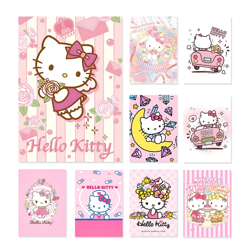 Anime Cute Cat Hello Kitty Cartoon Animal Posters Sanrio Canvas Painting Prints Kidroom Home Wall Kawaii Picture Decor Cuadros