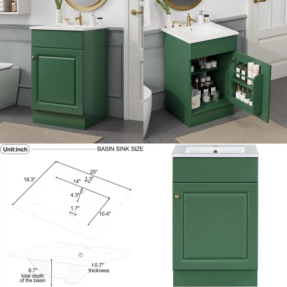 Christopher Knight Home 20-inch Vanes Wood Vanity Set with Ceramic Sink, Soft-Closing Cabinet and Adjustable Shelf