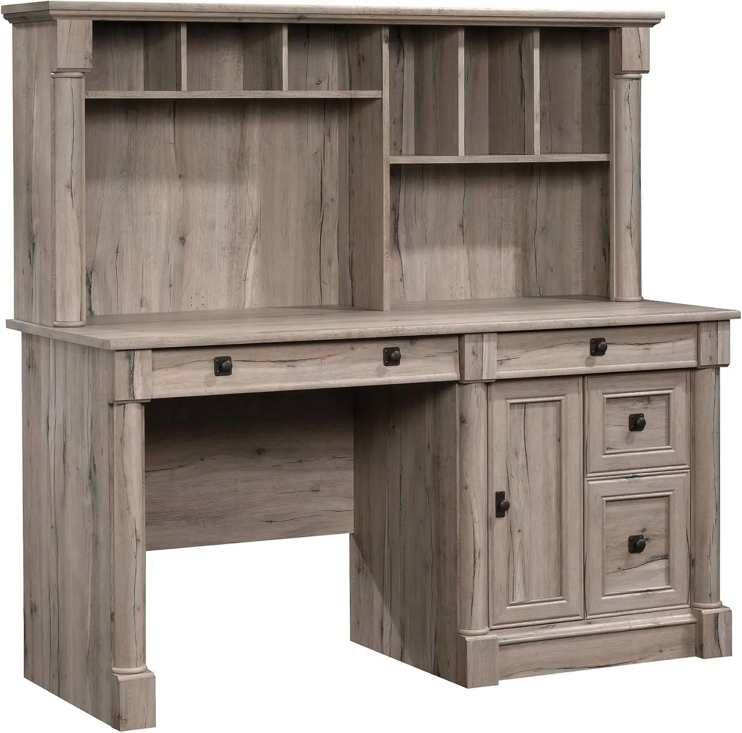 424814 Palladia Computer Desk with Hutch, Split Oak Finish