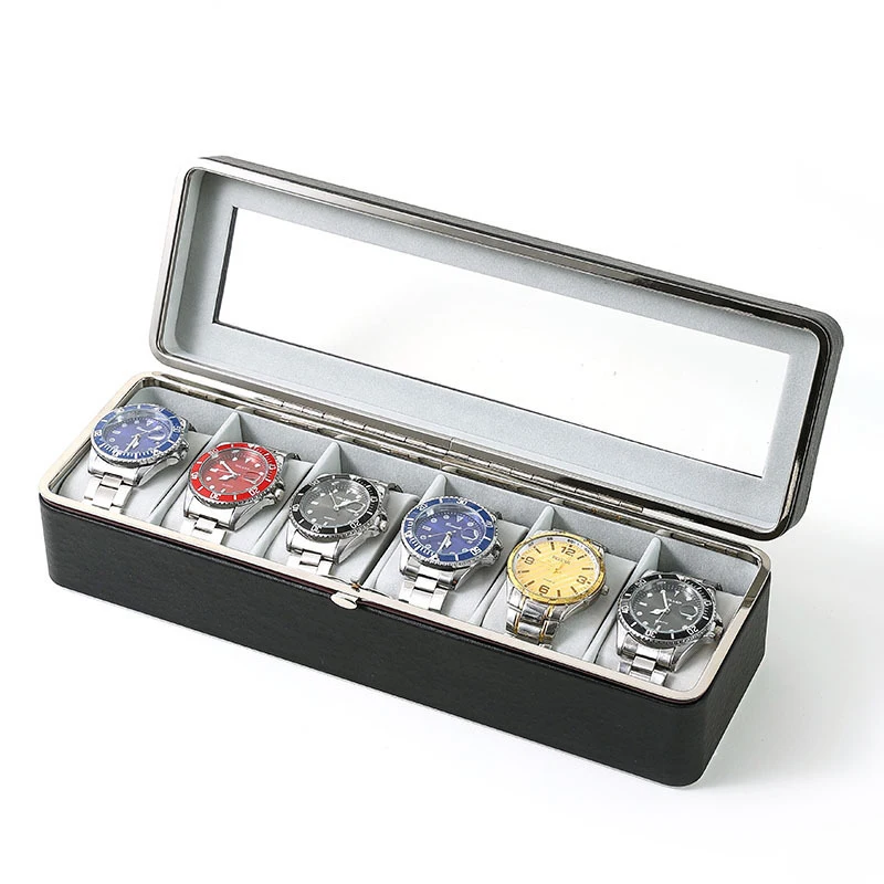 

Material 6 Girds New Watch Display Storage Box Watch organizer Box with Removable Pillows Gift for Men and Women Best Gifts