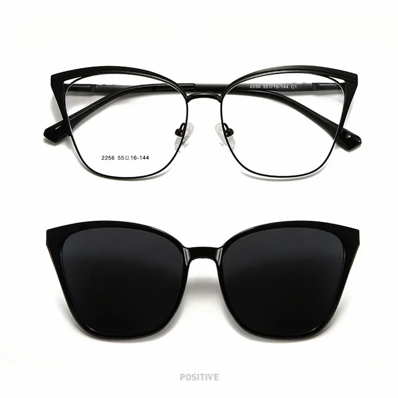 OLLYMURS موضة المغناطيسي الاستقطاب كليب على النظارات الشمسية كليب ريترو القط العين سبيكة النظارات البصرية الإطار للنساء 2256