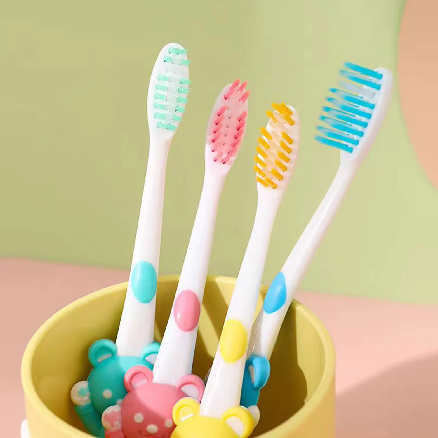 2-6 years Cartoon bear toothbrush for Fine soft boys and girls small head soft bristle toothbrush Can stand up toothbrush Or