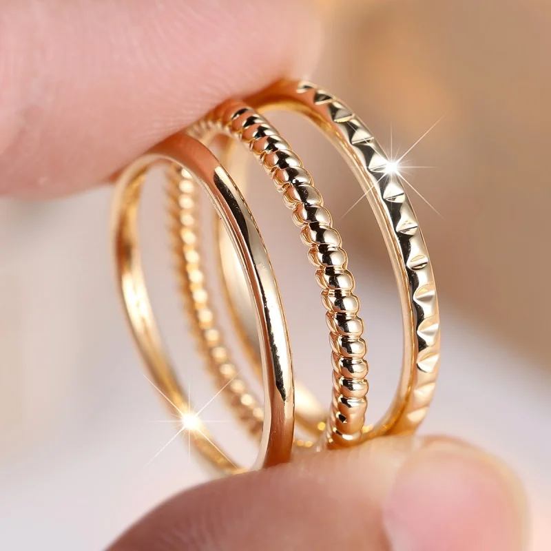 2026 Europe and America New Style Fine Circle Elegant Women's Ring Set Smooth Fried Dough Twists Car Flower Overlay Accessories