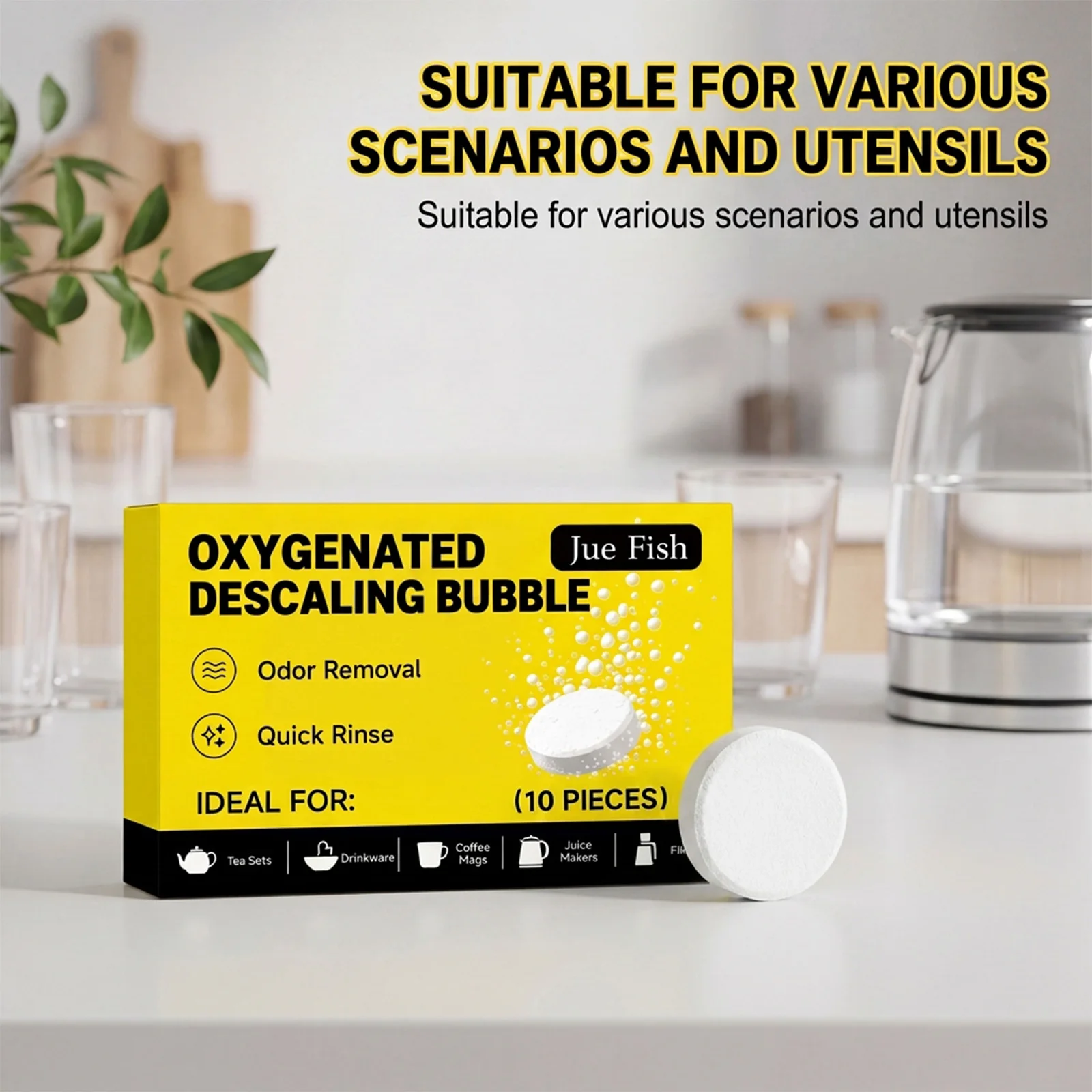 Oxygenated Descaling Bubble Tablets Removing Limescale Reduce Odor Kettles & Coffee Makers Cleaner Effervescent Cleaning Tablets