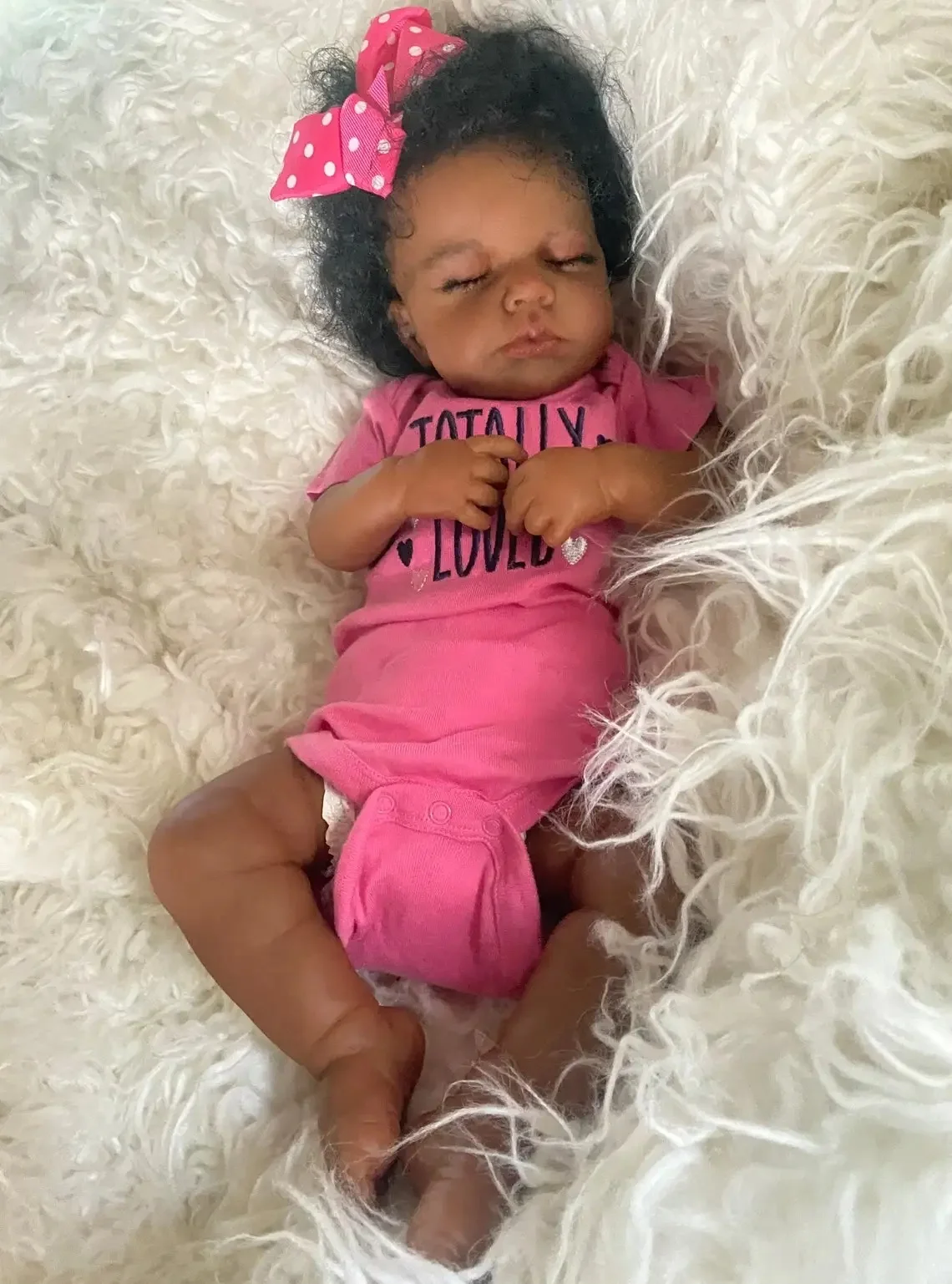 49CM Stuffed Body Silicone Vinyl Bebe Reborn LOULOU AWAKE Black Doll Girl Toddler Lifelike African American Baby Doll