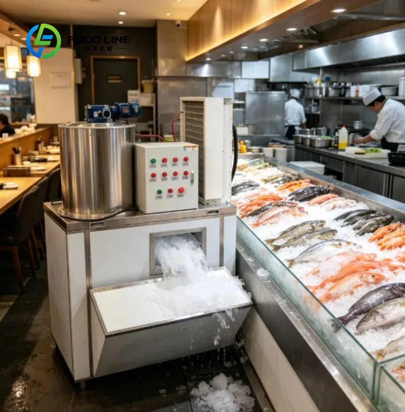 

Flake Ice Machine Commercial Ice Flaker Stainless Steel Ice Maker for Bar Restaurant Seafood Cooling Storage Equipment