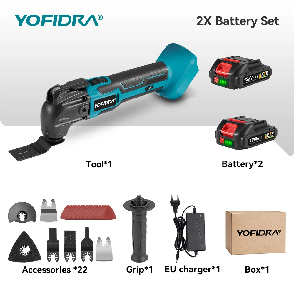 YOFIDRA 6-speeds draadloze elektrische oscillerende multitool, variabele multifunctionele snijmachine voor Makita accu.