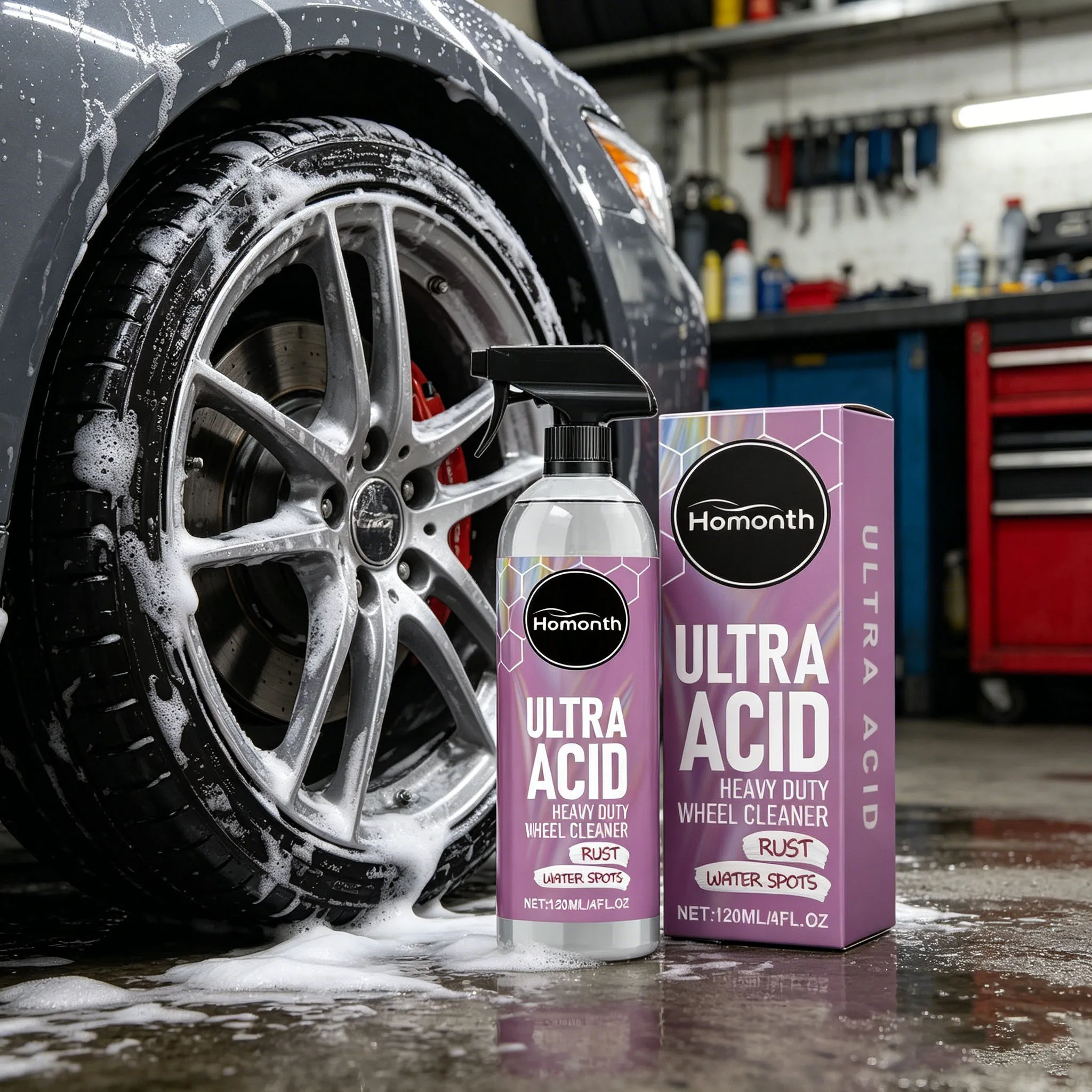 Homonth Heavy Duty Wheel Cleaner Remove Stubborn Dirt Anti-Aging Cracking Rim Tire Polishing Refurbish Restore Metal Shine Spray